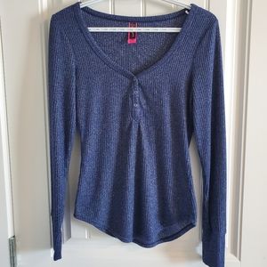 La Senza Navy Ribbed Pajama Top